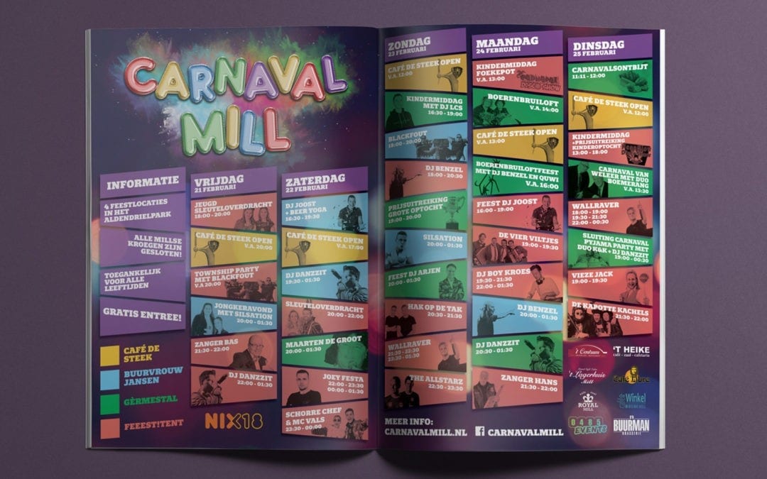 Carnaval Mill – Advertentie/Programma